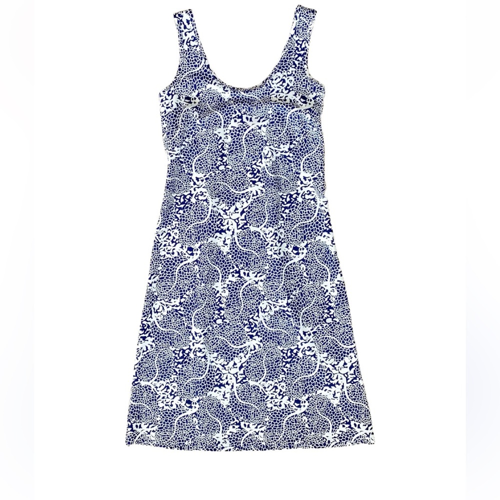 GINGY Women’s Bali Tank Dress in Lace Print Navy & White Sz Small Resortwear
